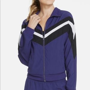 Fabletics Blue Chevron Striped Windbreaker Size M